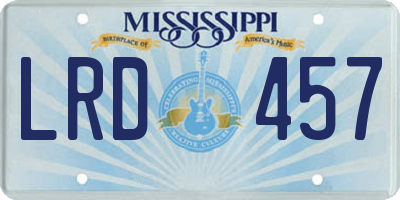 MS license plate LRD457