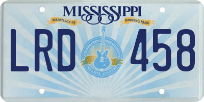 MS license plate LRD458