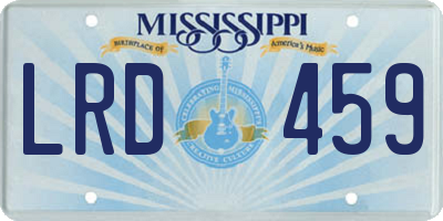 MS license plate LRD459
