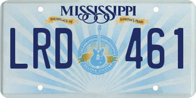 MS license plate LRD461