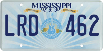 MS license plate LRD462