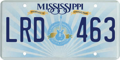 MS license plate LRD463