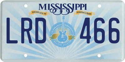 MS license plate LRD466