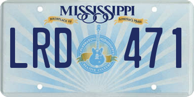MS license plate LRD471