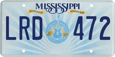 MS license plate LRD472