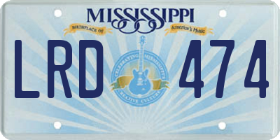 MS license plate LRD474