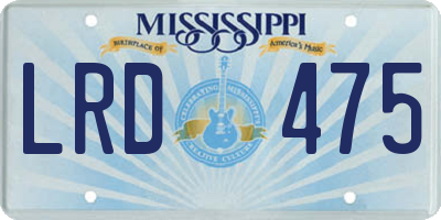 MS license plate LRD475