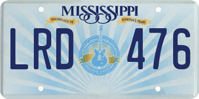 MS license plate LRD476