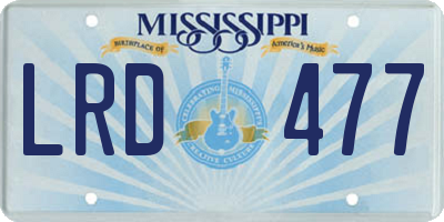 MS license plate LRD477