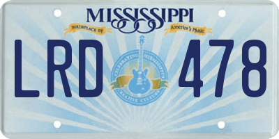 MS license plate LRD478