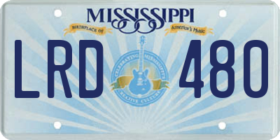 MS license plate LRD480