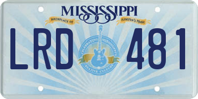 MS license plate LRD481