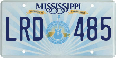 MS license plate LRD485
