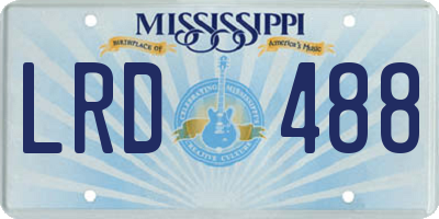 MS license plate LRD488