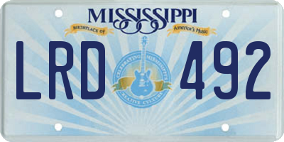 MS license plate LRD492