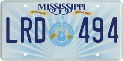 MS license plate LRD494