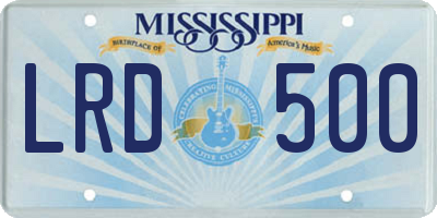 MS license plate LRD500