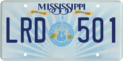MS license plate LRD501
