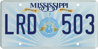 MS license plate LRD503