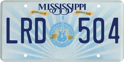 MS license plate LRD504