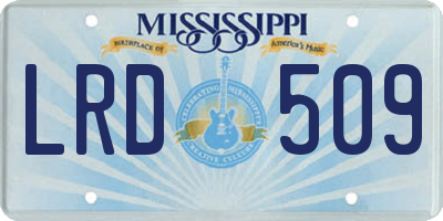 MS license plate LRD509