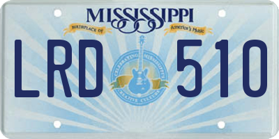 MS license plate LRD510