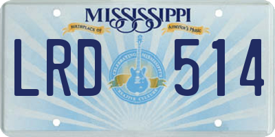 MS license plate LRD514
