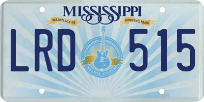 MS license plate LRD515