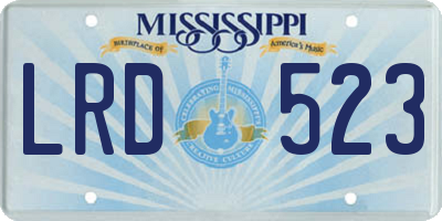 MS license plate LRD523