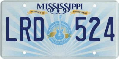 MS license plate LRD524