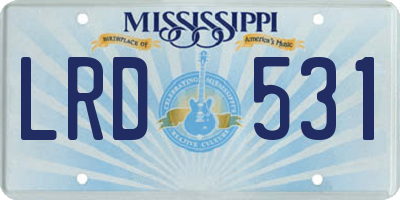 MS license plate LRD531