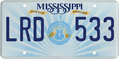 MS license plate LRD533