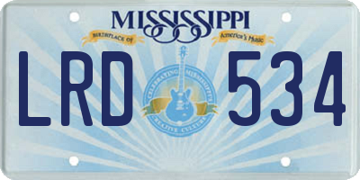 MS license plate LRD534