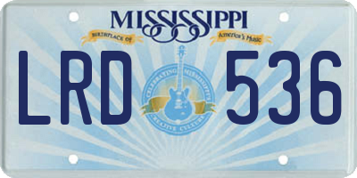 MS license plate LRD536