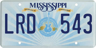MS license plate LRD543