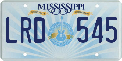 MS license plate LRD545