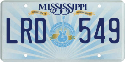 MS license plate LRD549