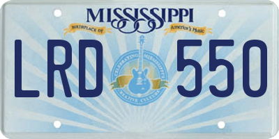 MS license plate LRD550