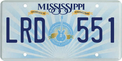 MS license plate LRD551