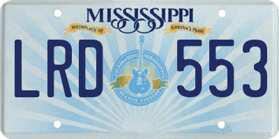 MS license plate LRD553