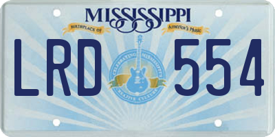MS license plate LRD554