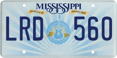 MS license plate LRD560