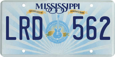 MS license plate LRD562
