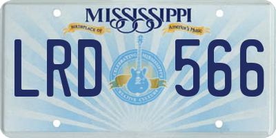 MS license plate LRD566