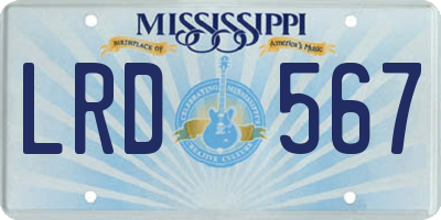 MS license plate LRD567