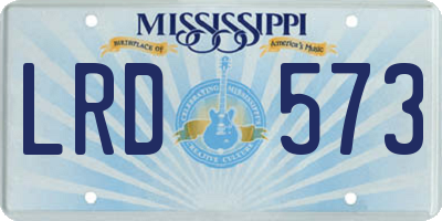 MS license plate LRD573