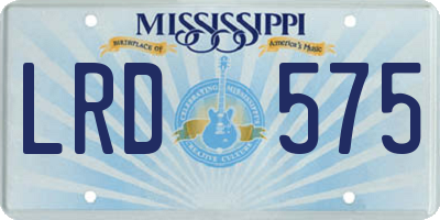 MS license plate LRD575