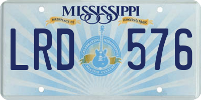 MS license plate LRD576