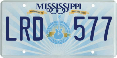 MS license plate LRD577