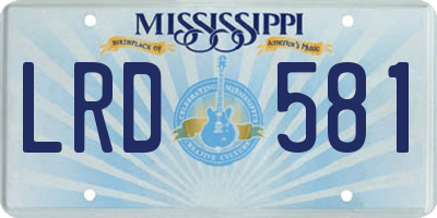 MS license plate LRD581